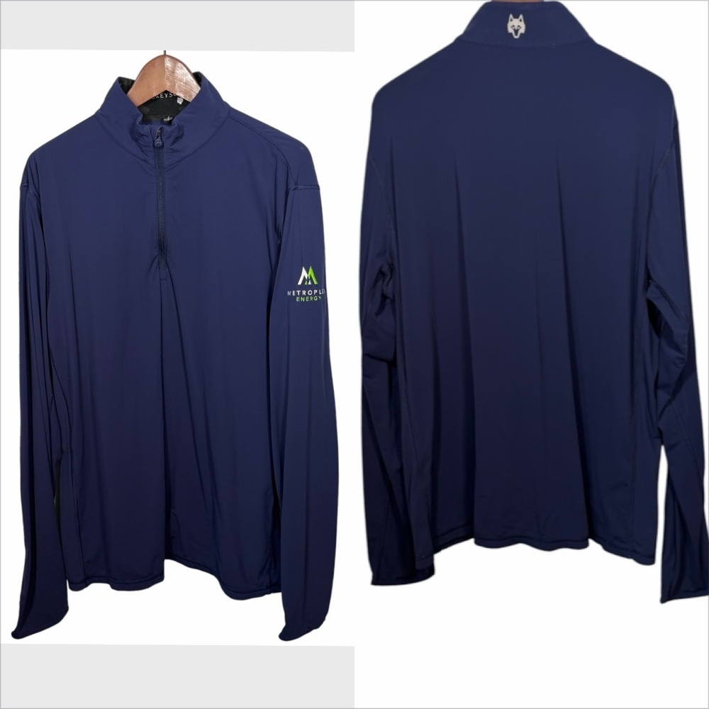 Greyson Mens Blue Quarter Zip Golf Performance Pullover Size XL Logo Layers